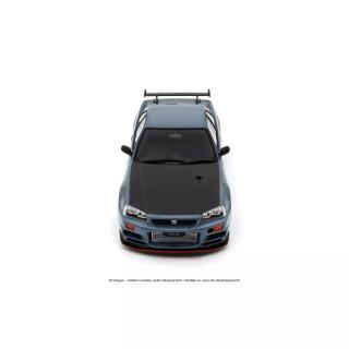Nissan Skyline GT-R (BNR34) with Body Kit Stealth Grey 2025 OttO mobile 1:18 Resinemodell (Türen, Motorhaube... nicht zu öffnen!)